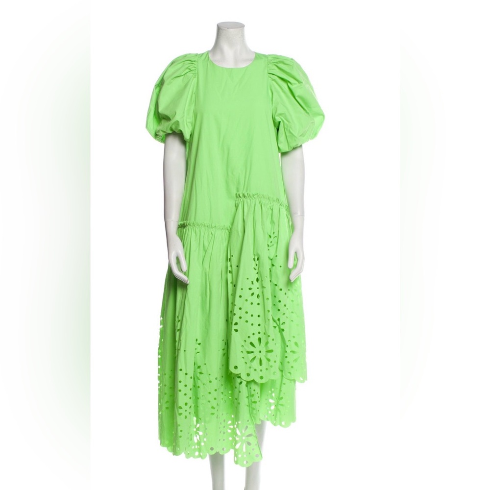 RHODE Green Crew Neck maxi scallop Dress NWT